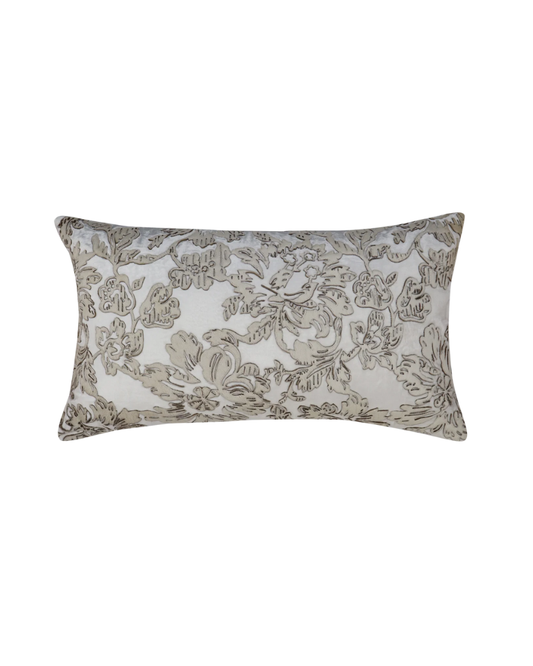 14x24 Creme Velvet with Creme Floral Hide &amp; Embroidery