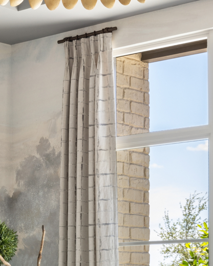 Drapery Panels - Silver Cross Hatch Embroidery